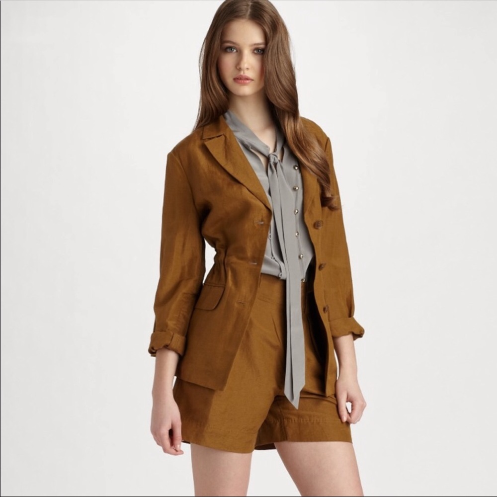 Marc Jacobs Carli Silk Linen Drawstring Blazer XS